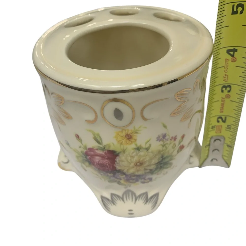 French Country‎ Bathroom 3 Piece Set Accessory Cream Floral Gold Vintage Style